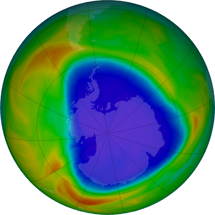 Antarctic ozone map for 19 September 2024